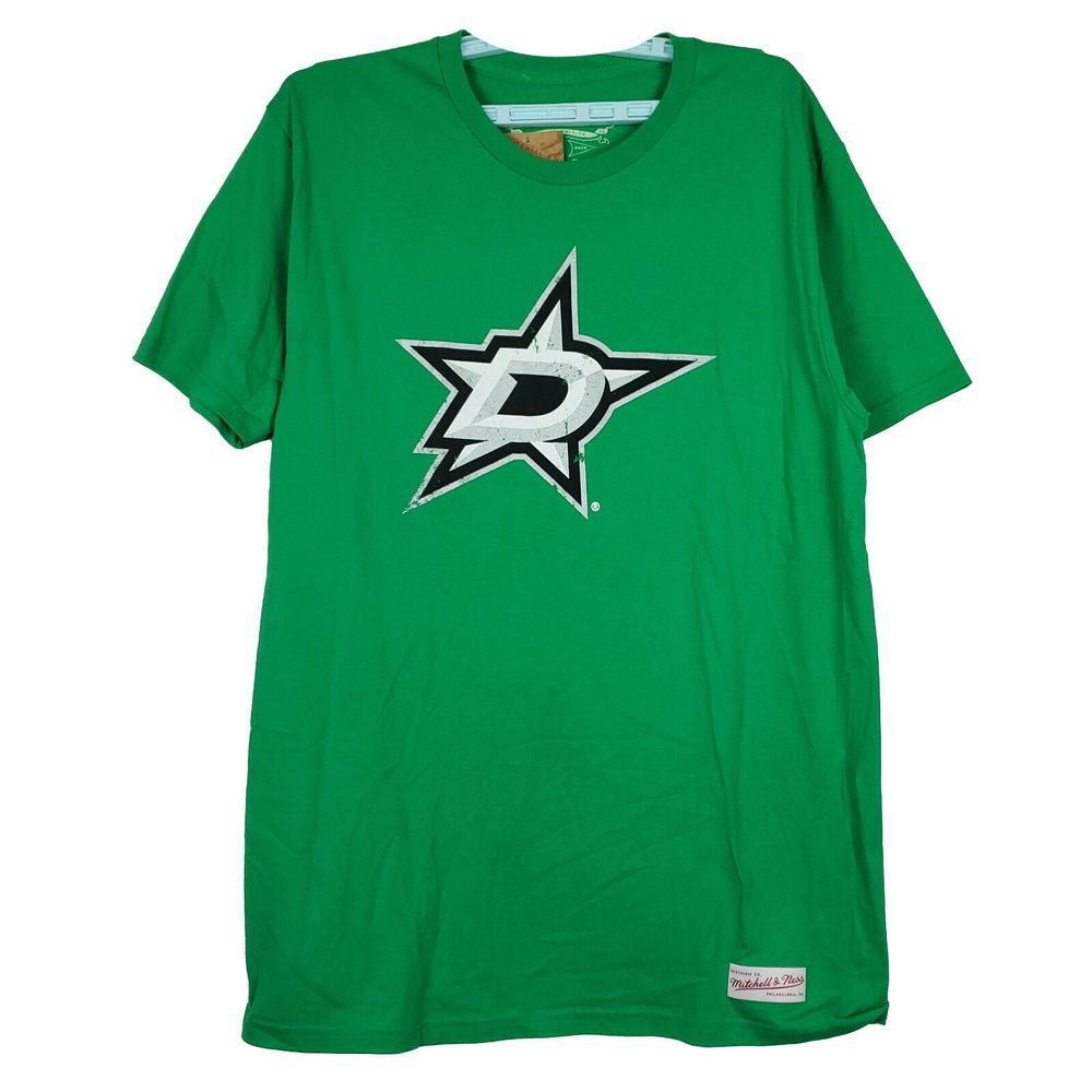 Dallas Stars Mitchell & Ness NHL L Large Shirt Distressed Logo Green NWT